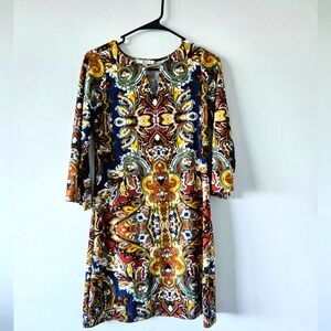 Beautiful multicolored wynwood art Sheath Dress with 3/4 Sleeve size SP